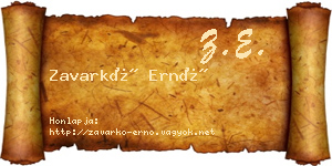 Zavarkó Ernő névjegykártya